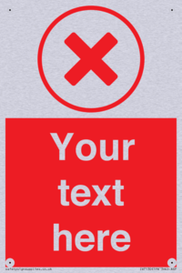 Custom red background, red cross in circle sign